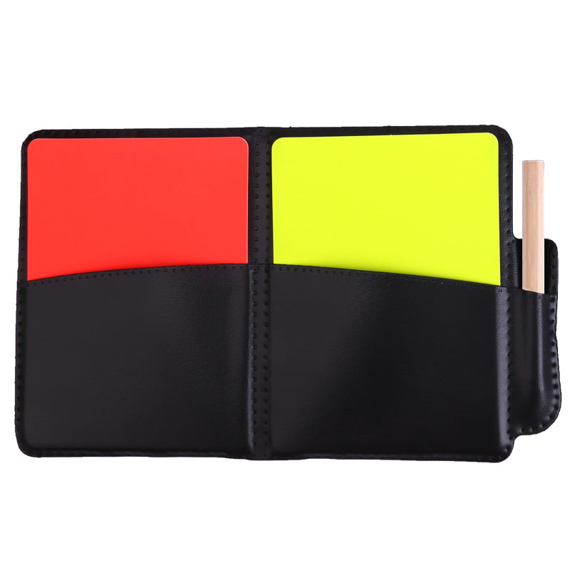 Football red and yellow card referee card set, football match referee supplies, red card and yellow card record book, free leather case and pen.