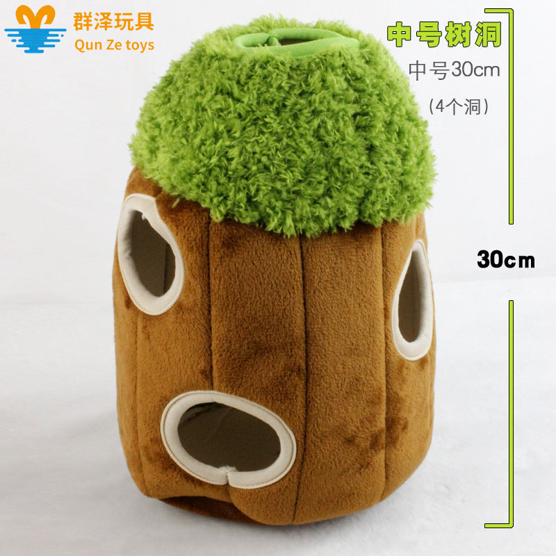 Amazon popular pet toys cat and dog squeaking doll sounding tree hole panda plush toy dog supplies