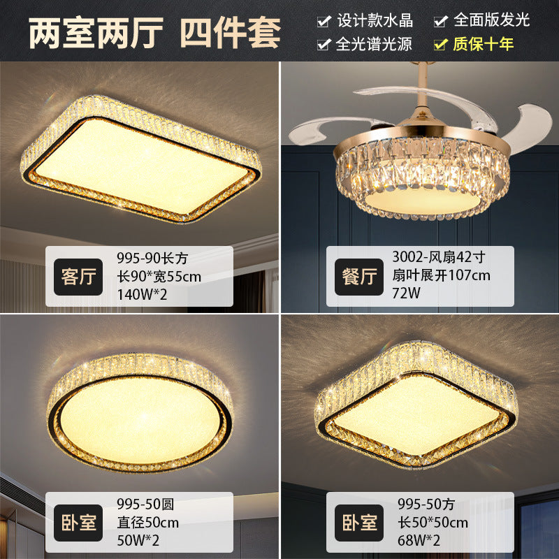 Crystal ceiling light full spectrum eye protection living room main light modern simple bedroom dining room whole house lighting package smart