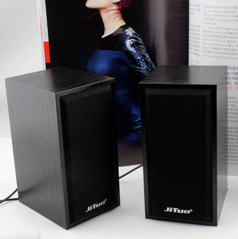 JT2801 Laptop Desktop Portable USB Powered Small Audio Wooden Speaker Computer Audio