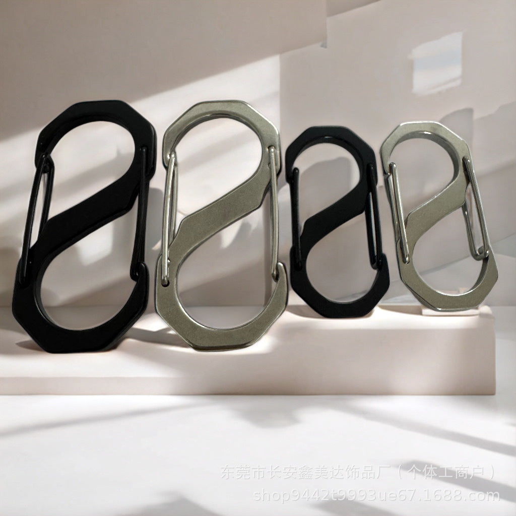 304 stainless steel mountaineering buckle S-shaped 8-shaped buckle multi-functional hook outdoor camping durable rust-proof quick-hanging keychain