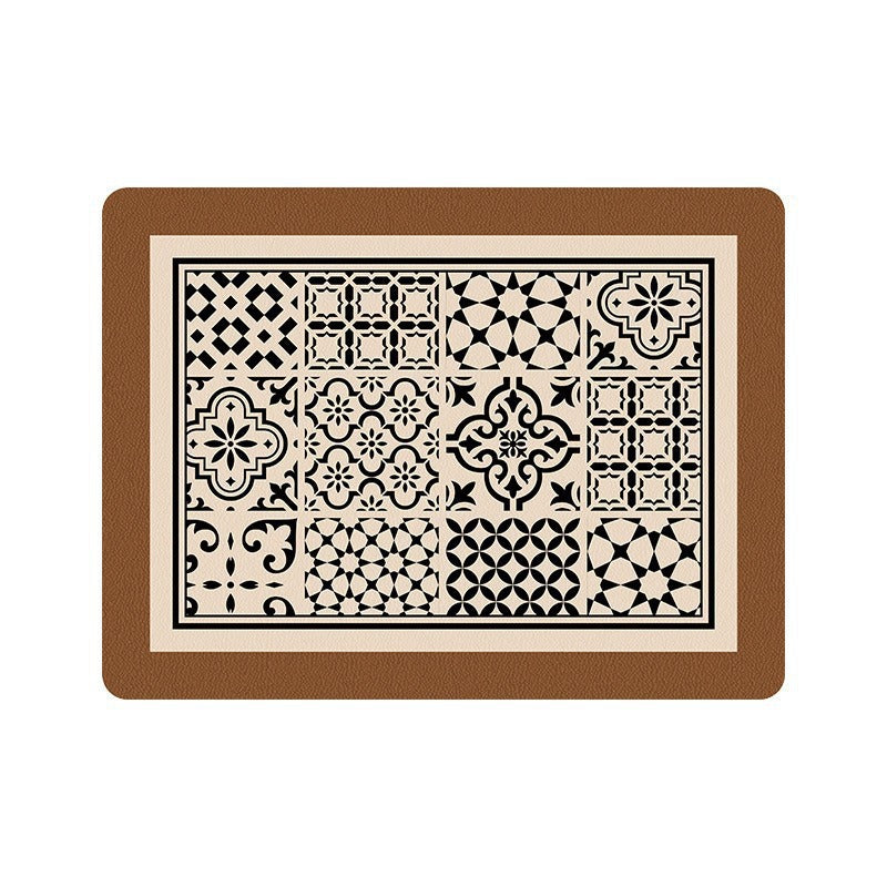 Cross border temu European style retro floral diatom mud kitchen drain mat home dining table countertop dirt resistant insulated table mat