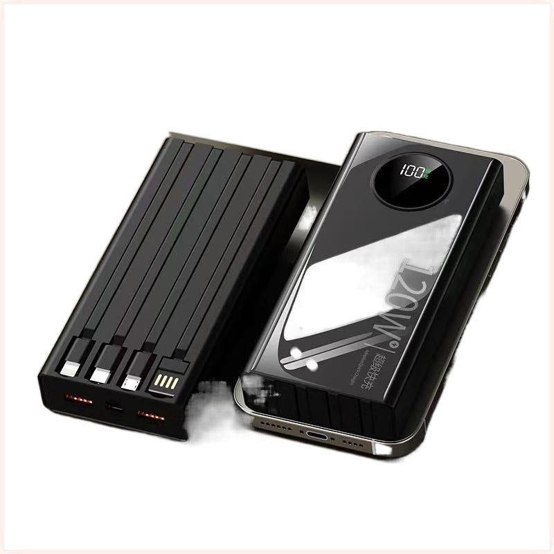 Large capacity 120W power bank super fast charge 57000mAh self-cable mobile phone universal power bank 20,000