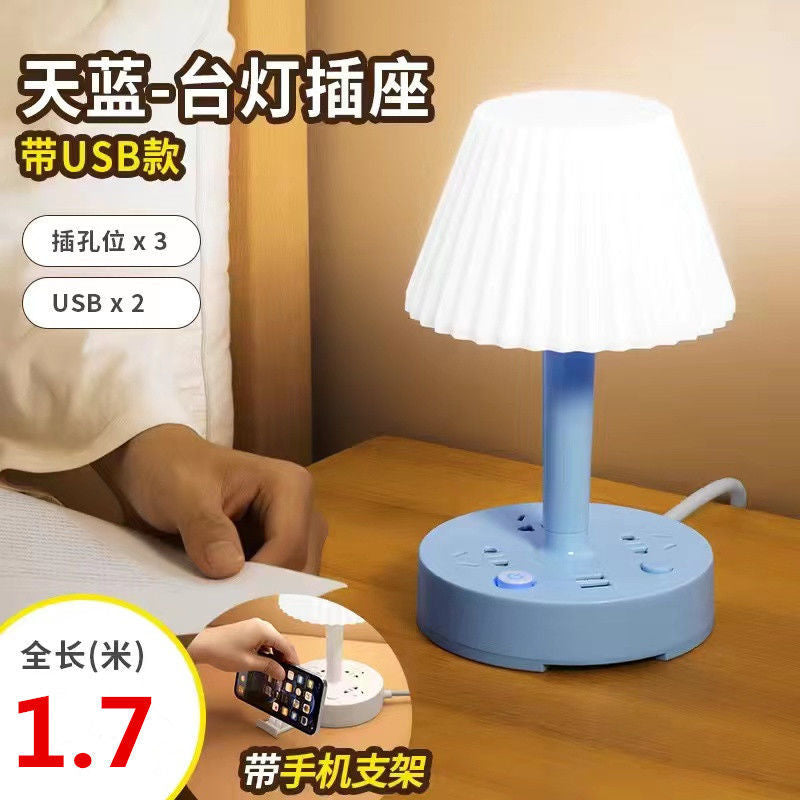 Smart LED Desk Lamp Dimmable Reading Desk Lamp Bedroom Bedside Lamp Student Dormitory Soft Light Eye Protection Lamp USB Socket
