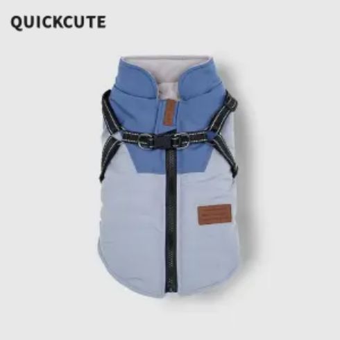 Dog clothes Winter warm dog cotton clothes with leash ring vest jacket Autumn and winter Teddy Corgi Schnauzer