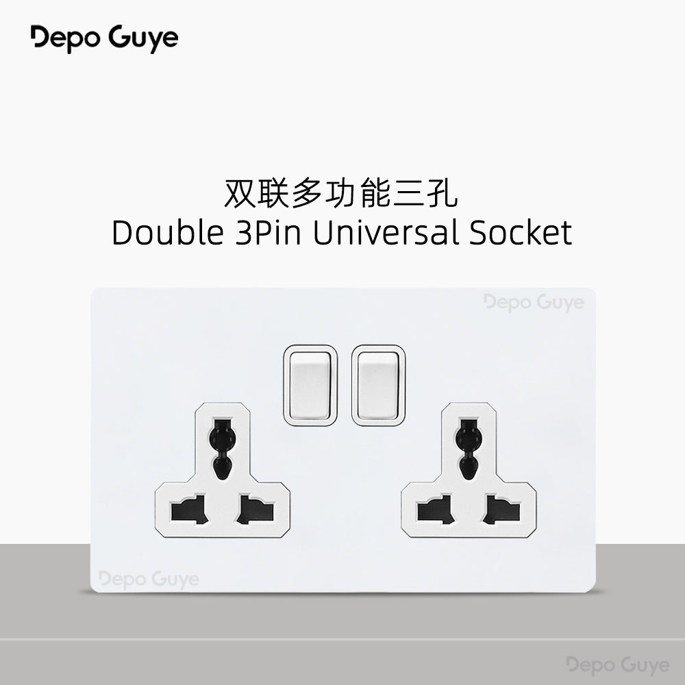 Foreign trade simple wind stainless steel switch panel 86 type concealed Hong Kong and Macao British standard European socket brass lever