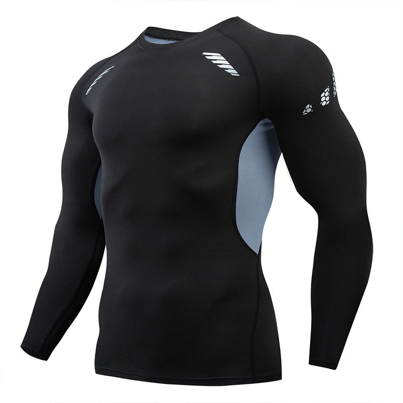 2025 new spot quick-drying breathable outdoor running sports compression tight fitness training printed long-sleeved top