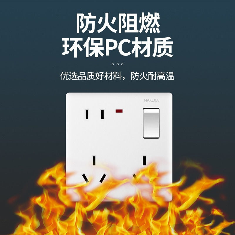 Wall switch socket panel one open eight holes 86 type concealed plug with three five household porous white new national standard
