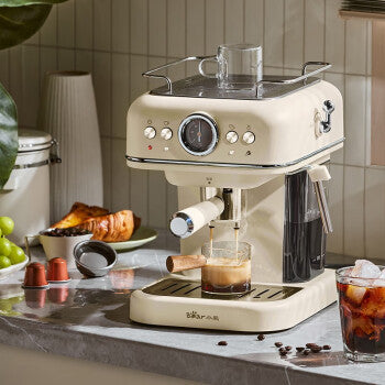 Bear Home Retro Italian Coffee Machine KFJ-E12R5 Coffee Machine Pump Pressure Milk Foam Coffee Machine