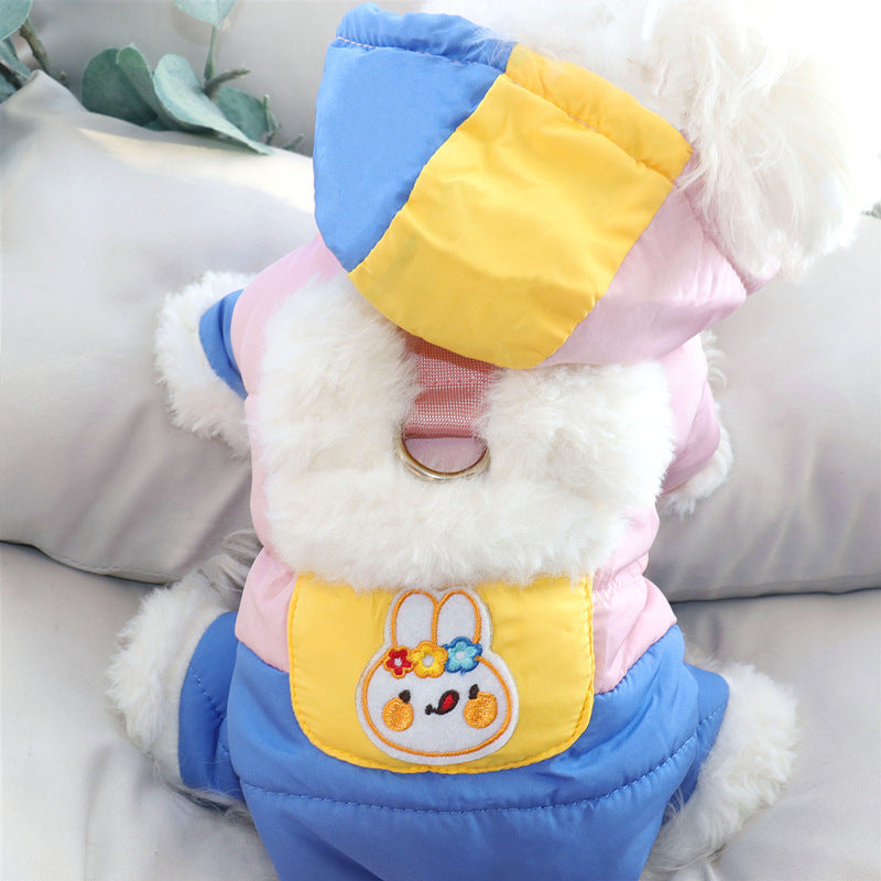Traction puppy dog clothes winter Bigbear teddy Pomeranian Schnauzer small dog pet autumn and winter four-legged winter
