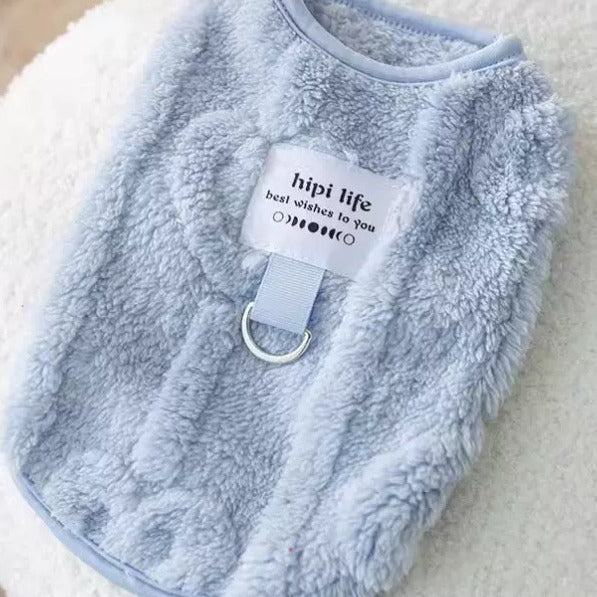 Puppy dog clothes can be towed, autumn clothes, teddy, Bigbear, Pomeranian, cat, small dog cotton-padded clothes, velvet to keep warm and prevent hair loss