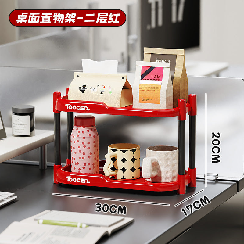 Strictly selected office desktop shelves, household large-capacity multi-functional storage racks, retro wind shelves, water cup racks