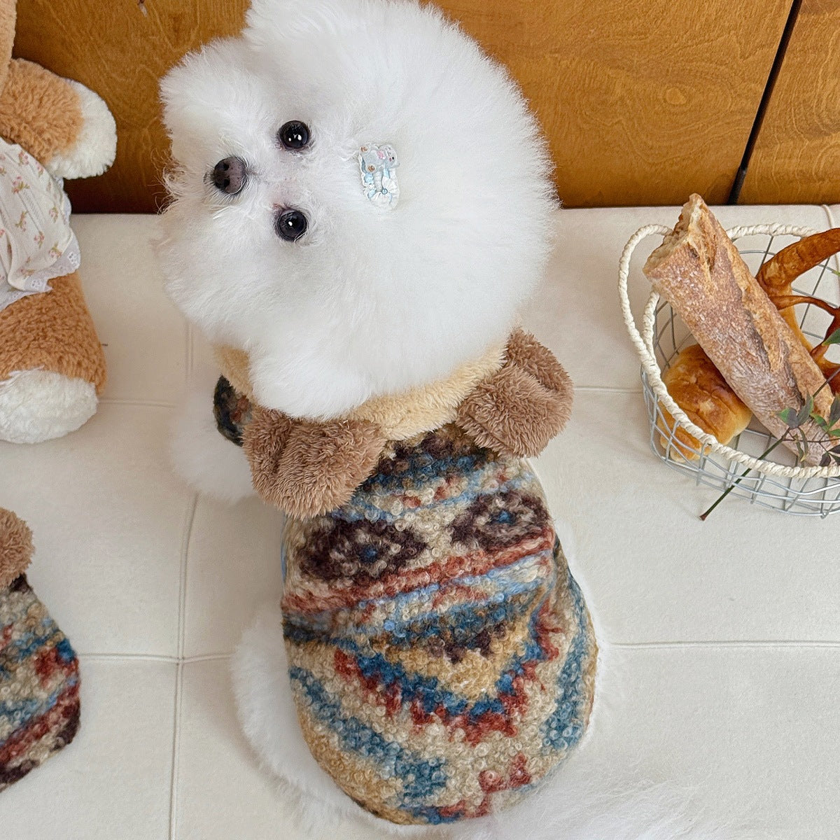 Autumn and winter new hooded bear head cat dog clothes thickened warm autumn and winter pets small and medium puppies cat winter