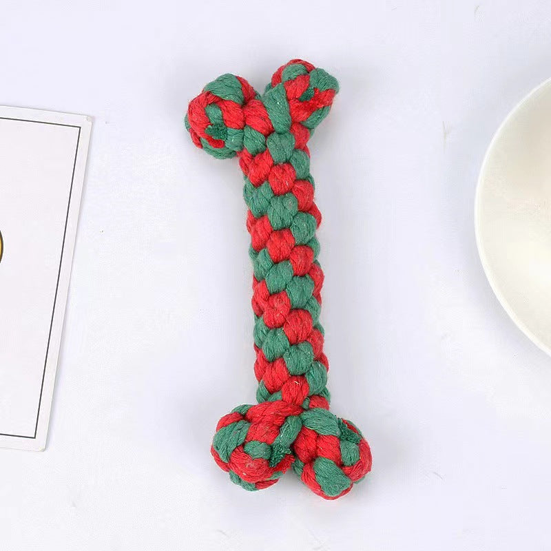Amazon popular pet products dog cotton rope toy grinding teeth pet toy set Christmas dog toy gift