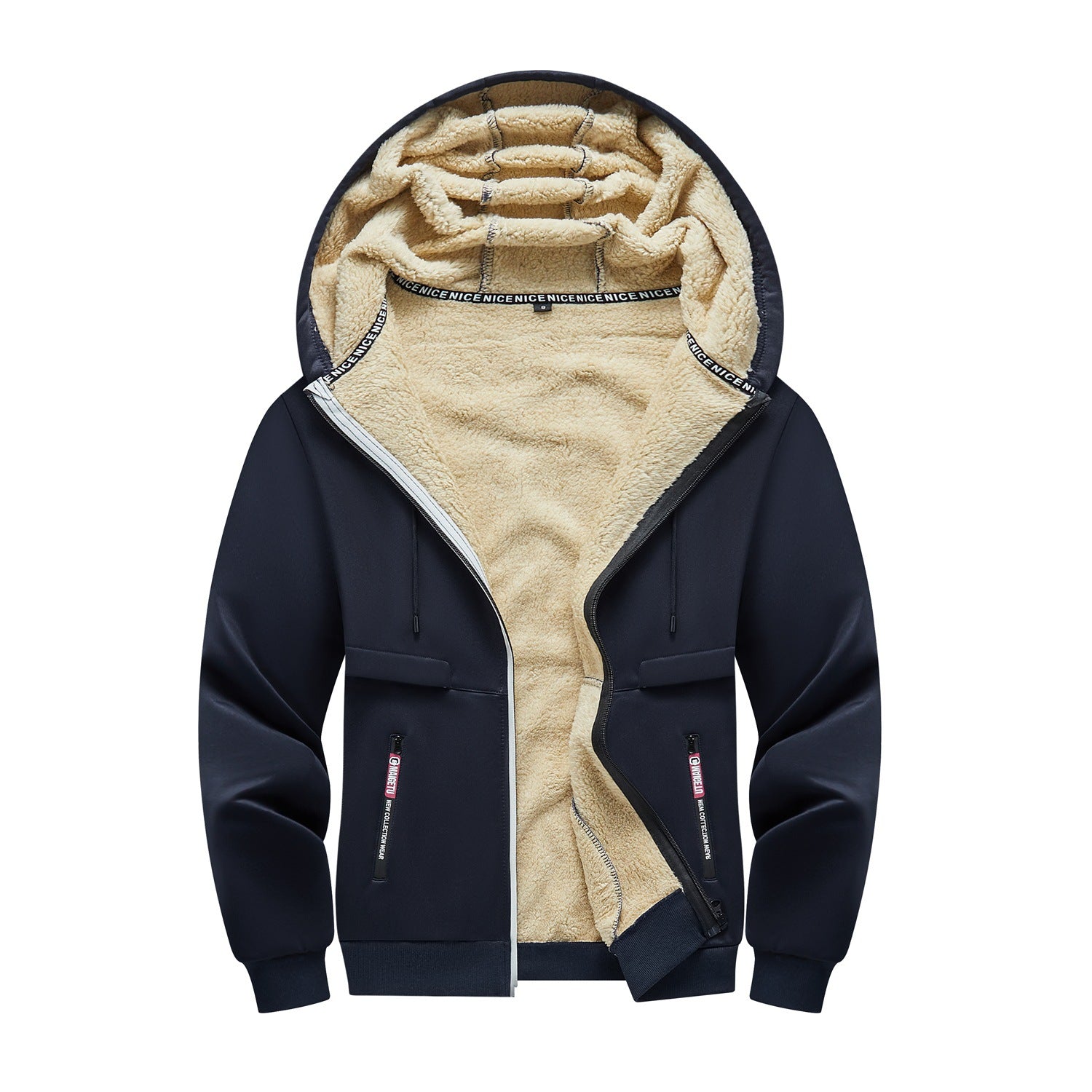 OOTD cross-border European size men's outdoor leisure sports hooded jacket zipper cardigan pocket fleece thermal sweater
