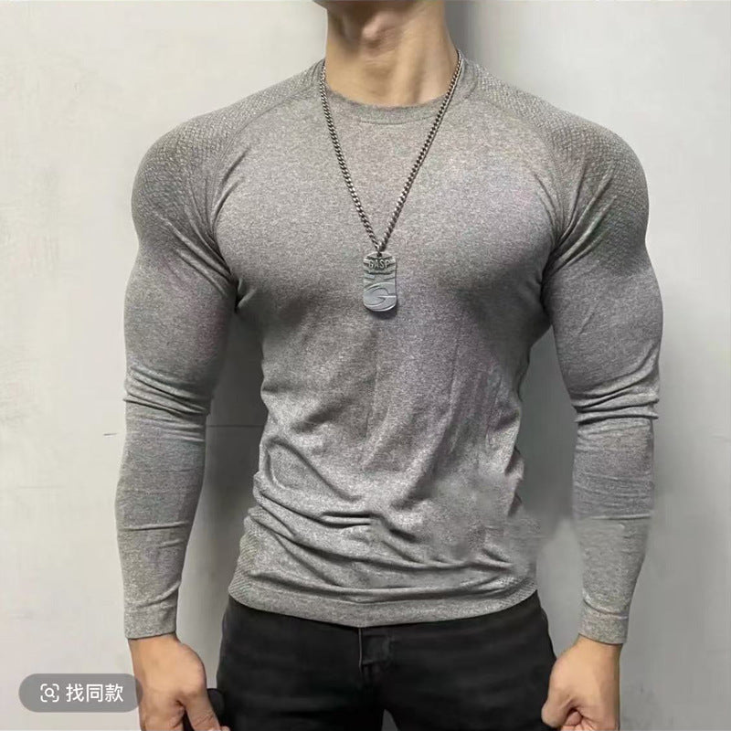 American seamless jacquard zipper long sleeve training fitness outdoor strong top sports quick drying slim fit T-shirt slim fit