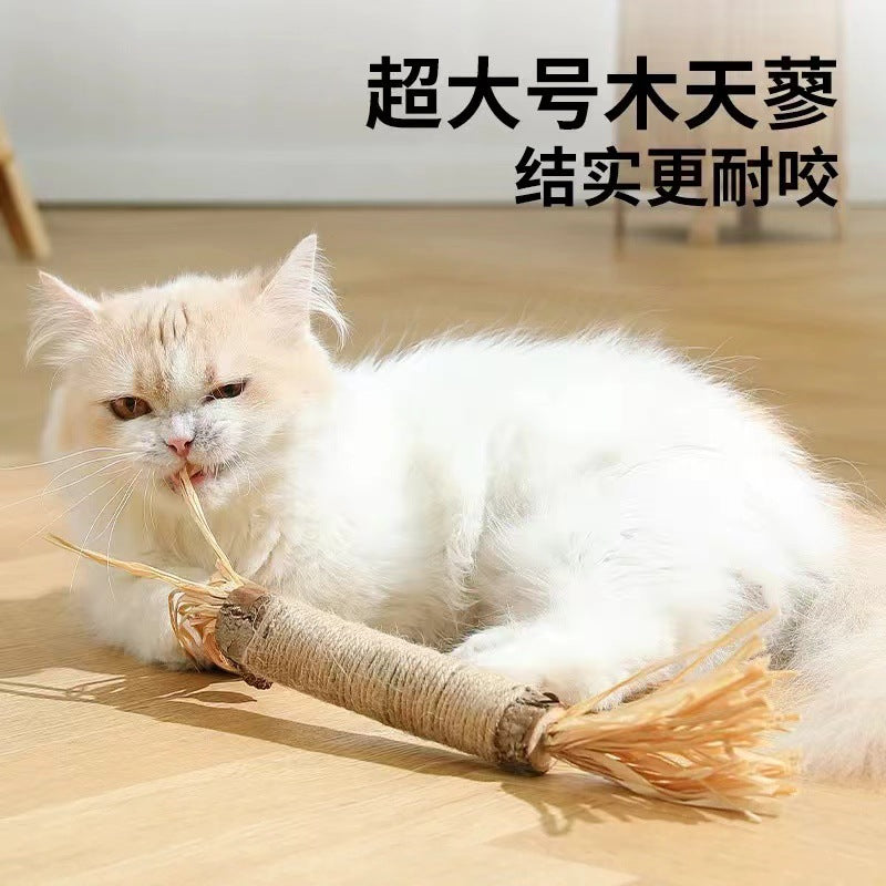 Cat Toys Oversized Wooden Polygonum Teeth Grinding Stick Cat Self-Hi Bite Teaser Cat Stick Cleansing Catnip Pet Supplies