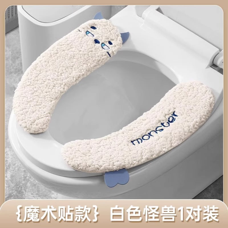 Essential toilet seat in autumn and winter, fleece to keep warm, cartoon cute, universal sticky for home use, lamb monster lamb fleece