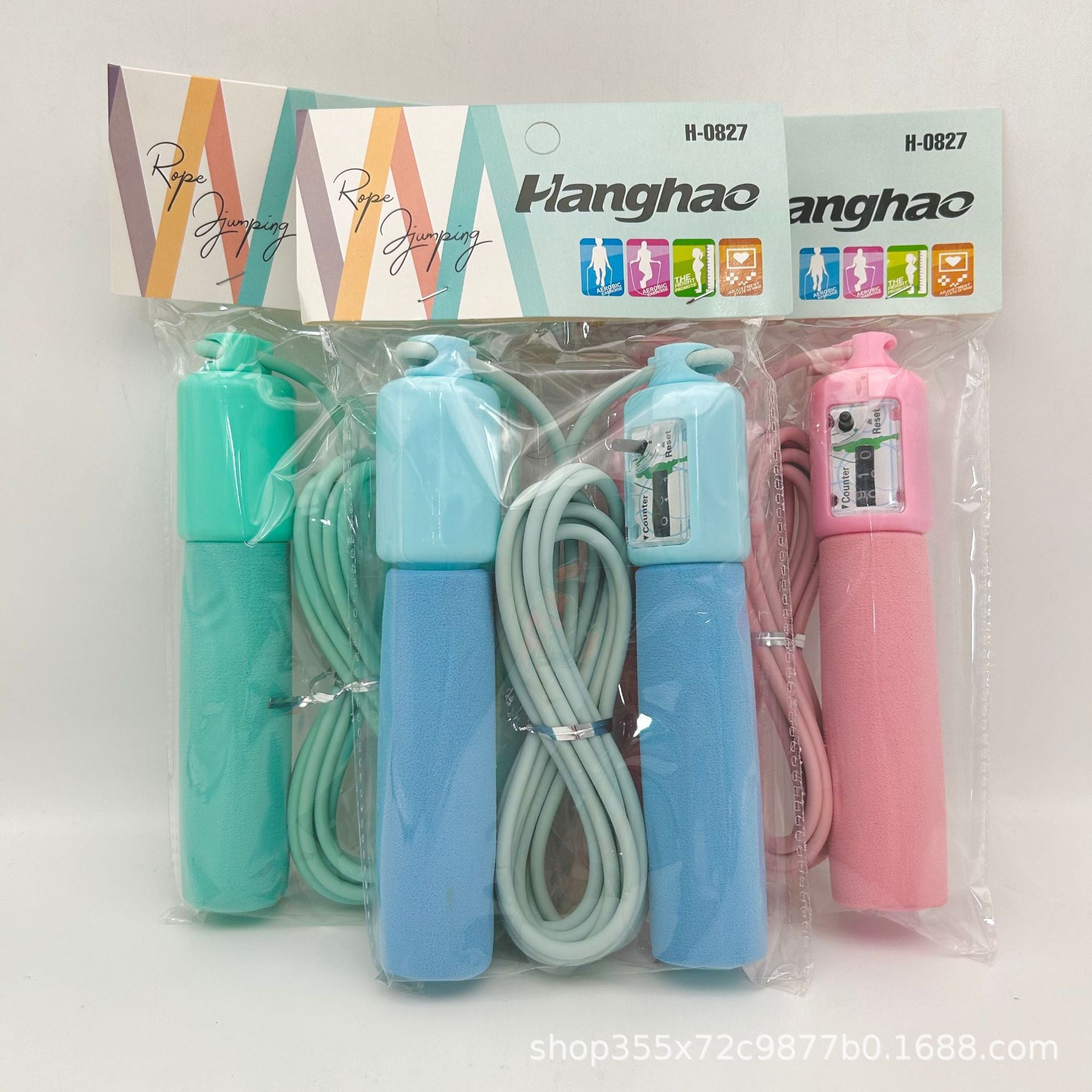 Wholesale student counting skipping rope rubber rope primary and secondary school students competition training sponge handle high school entrance examination practice skipping rope