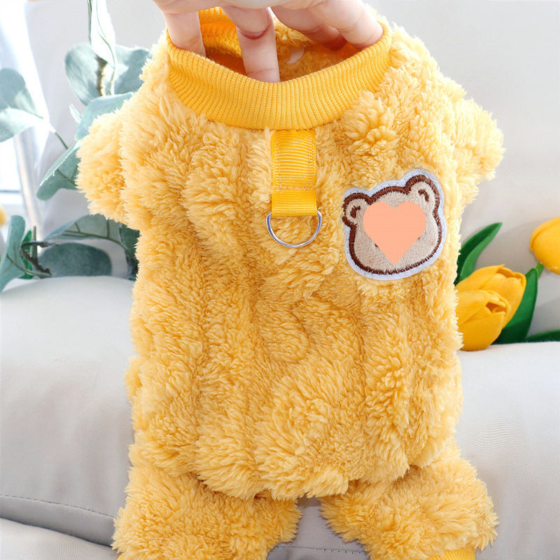 Traction puppy dog clothes winter Bigbear teddy Pomeranian Schnauzer small dog pet autumn and winter four-legged winter