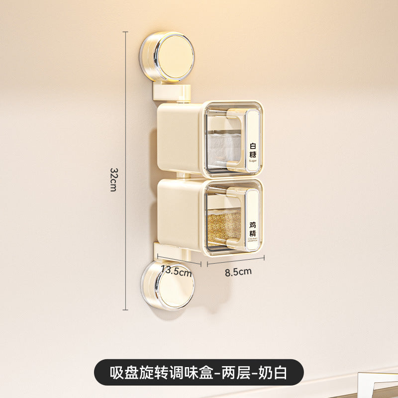 Seasoning tank household kitchen rotating wall hanging seasoning box pepper jar salt jar seasoning box seasoning tank seasoning tank