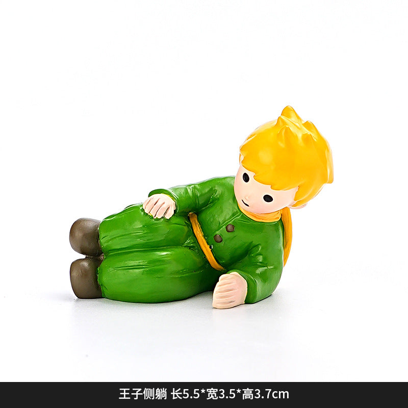 Creative and cute handmade ornaments Car desktop Home decoration Resin handicrafts Prince take flower small ornaments