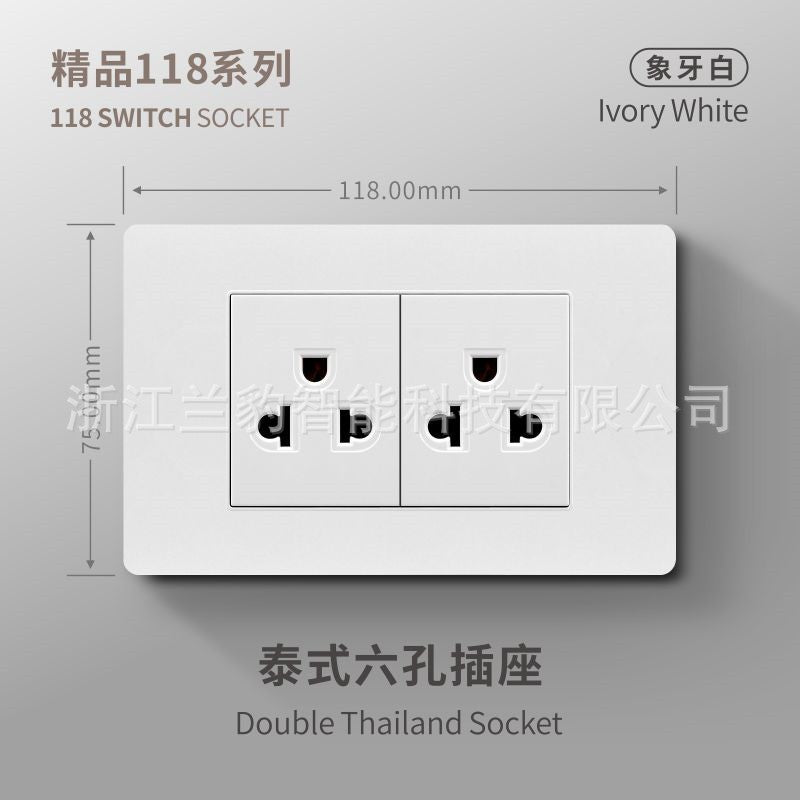 Thai American standard socket panel 118 type switch Italian American standard six-hole USB wall international multi-function three-hole Europe