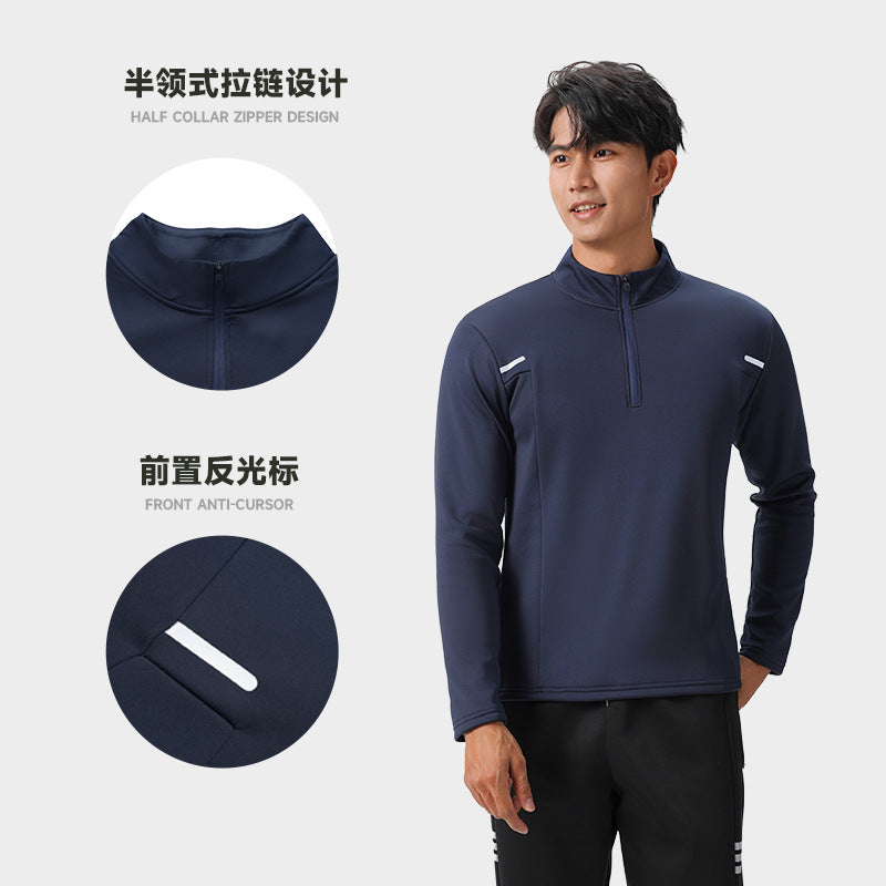 Spring and Autumn New Half Zipper Sports Long Sleeve T-Shirt Men's Sweater Shooting Wear Fitness Outdoor Top Running Quick Drying Wear
