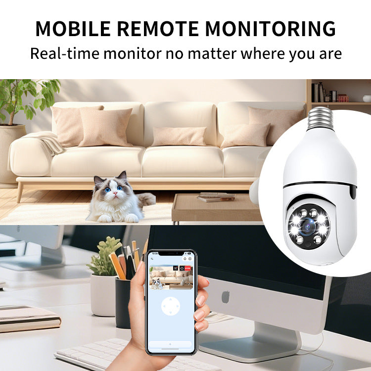 Indoor ultra-clear surveillance camera 360 night vision monitor monitoring home light bulb intelligent high definition camera