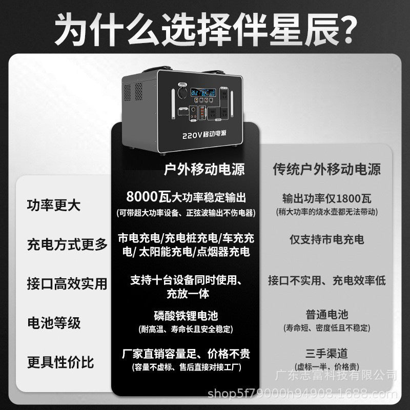Factory direct sales 220V outdoor mobile power supply portable stall self-driving tour high power large capacity field power supply