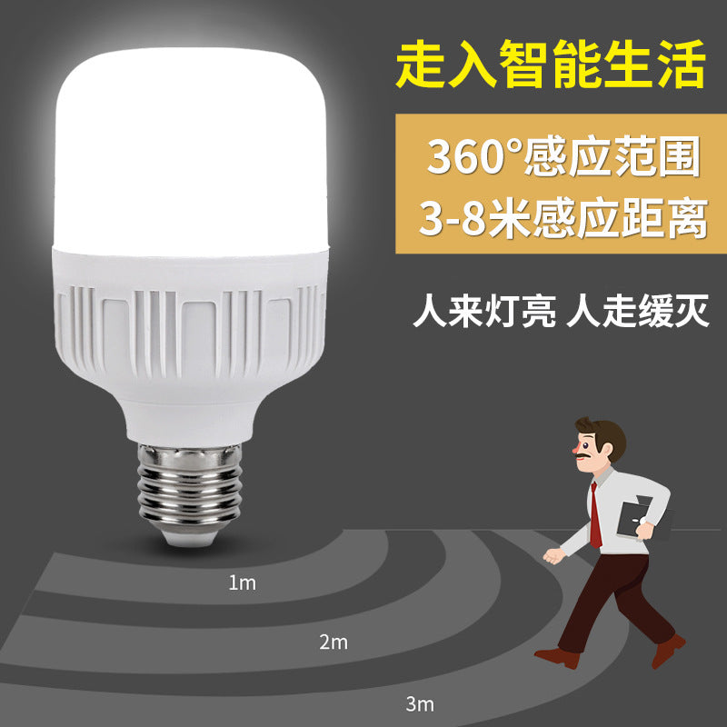 LED intelligent radar sensor light staircase corridor business infrared sensor e27 screw energy saving light bulb lighting