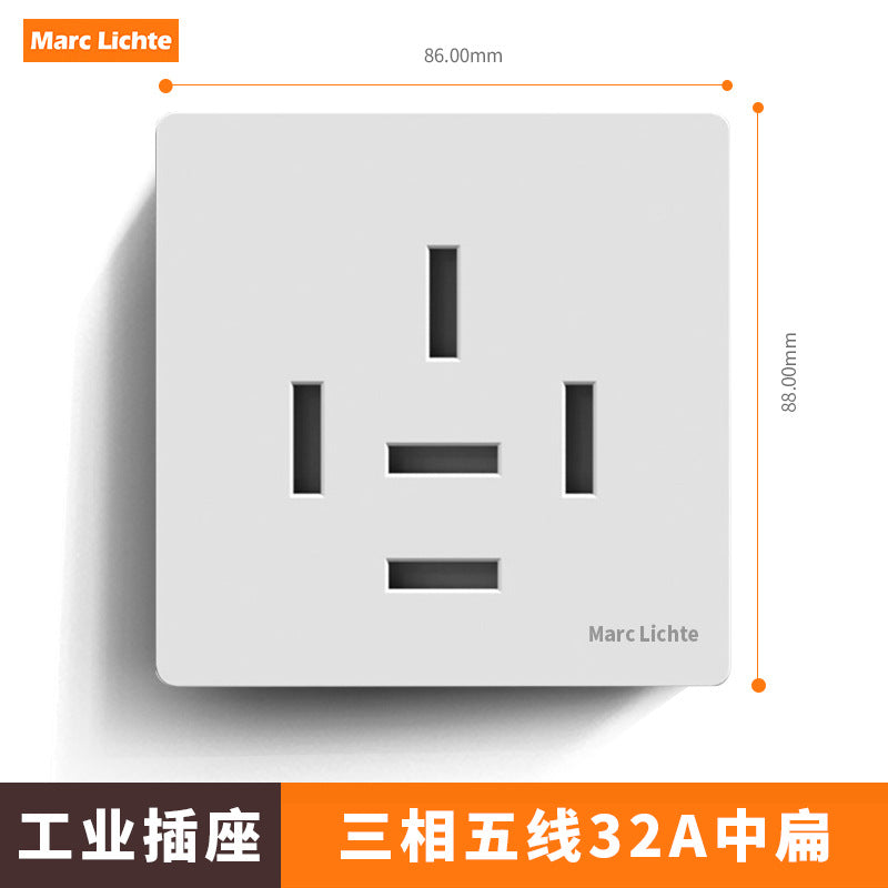 380V three-phase five-wire five-hole industrial plug 16A/25A wall socket 5-core air conditioner high-power 86 type 440v