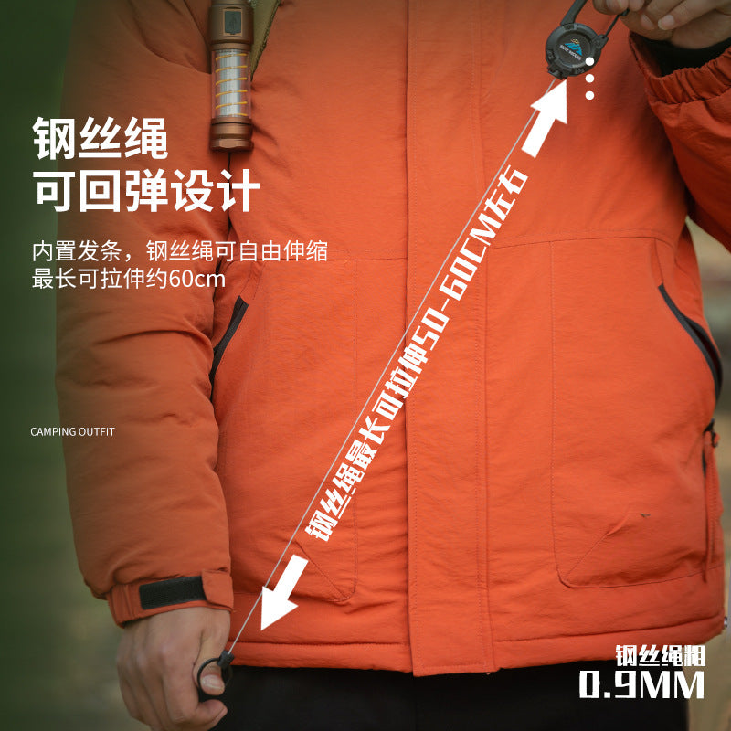 Outdoor camping tactics easy-pull buckle Luya telescopic buckle wire rope multi-function keychain camping rebound anti-lost rope