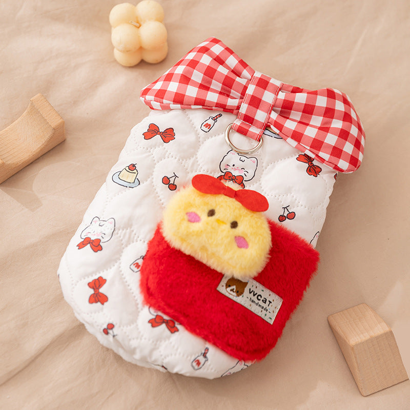 Autumn and winter dog clothes thickened warm quilting cotton pockets traction cat pet than bear four-legged cotton-padded dog clothes