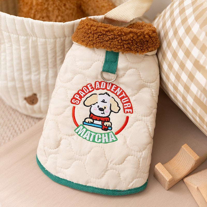 Autumn and winter dog clothes thickened warm quilting cotton pockets traction cat pet than bear four-legged cotton-padded dog clothes