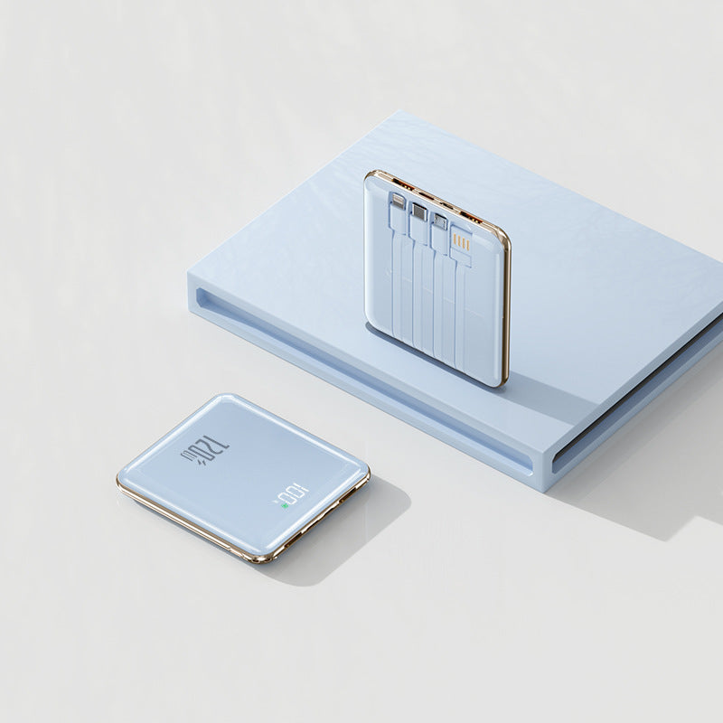 Wholesale Mini Bring Your Own Cable Power Bank 10000 mAh Ultra-thin Portable Compact Mobile Phone Universal Power Bank