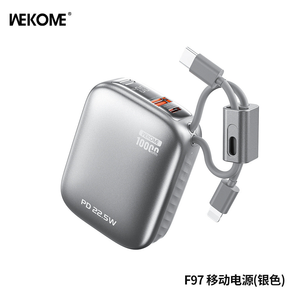 WEKOME new power bank 3c certification, mini power bank can be carried by aircraft, fast charging comes with its own cable power bank