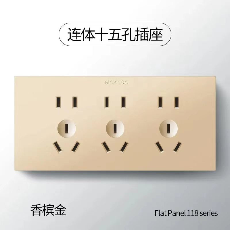 118 Concealed switch Siamese ten-hole socket in series New national standard 15 panel plug Household multi-function usb flame retardant