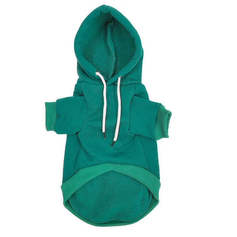 Cross-border wholesale autumn and winter pet clothes cotton velvet thermal hooded dog sweater New Year's traction puppy clothes