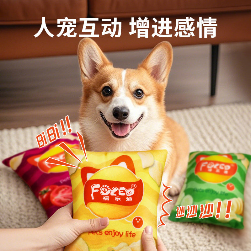 FULED Pet Sound Toys Dog Toys Ringing Paper Potato Chips Grinding Teeth Cleansing Plush Toys Spot