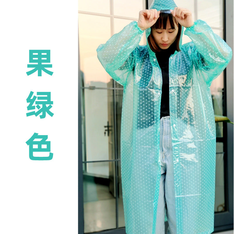 New crystal fashion polka dot raincoat men and women one-piece long thickened outdoor tea picking walking travel poncho wholesale