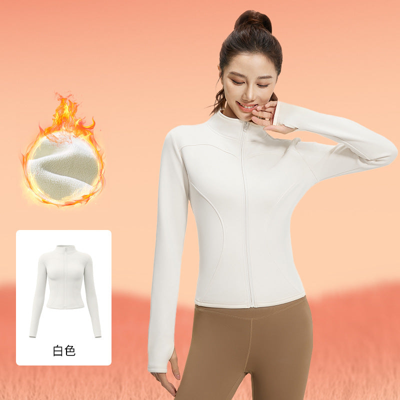 Juyitang winter long-sleeved velvet yoga jacket women's tight and thin fitness sports yoga top