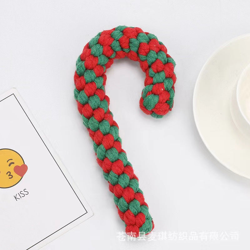 Amazon popular pet products dog cotton rope toy grinding teeth pet toy set Christmas dog toy gift