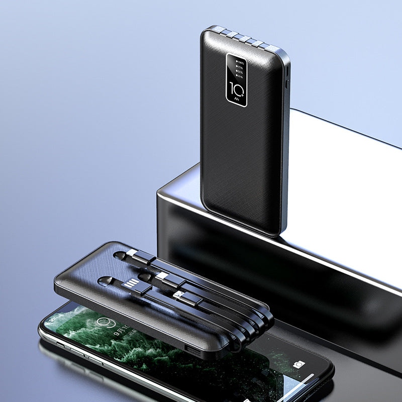 Power bank with cable Customized LOGO wholesale Ultra-thin large capacity 20,000 mAh Chong mobile phone universal mobile power supply