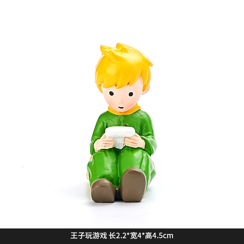 Creative and cute handmade ornaments Car desktop Home decoration Resin handicrafts Prince take flower small ornaments