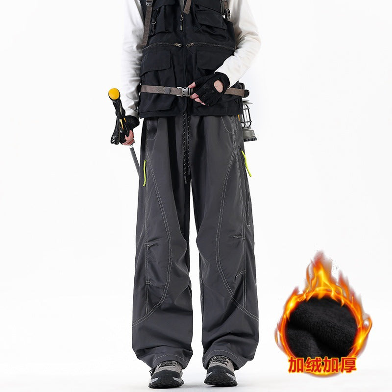 Three-proof outdoor shock pants quick-drying sports American overalls velvet thermal casual pants men's and women's camping hiking pants