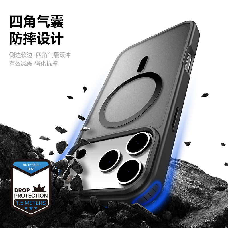 In stock, it is suitable for iPhone17 Pro magnetic skin suction mobile phone case, Apple 17 anti-drop rear case transparent cover wholesale.