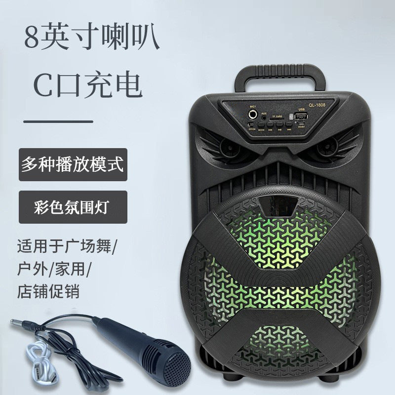 Outdoor portable card Bluetooth speaker, store square dance U disk radio with microphone Bluetooth speaker