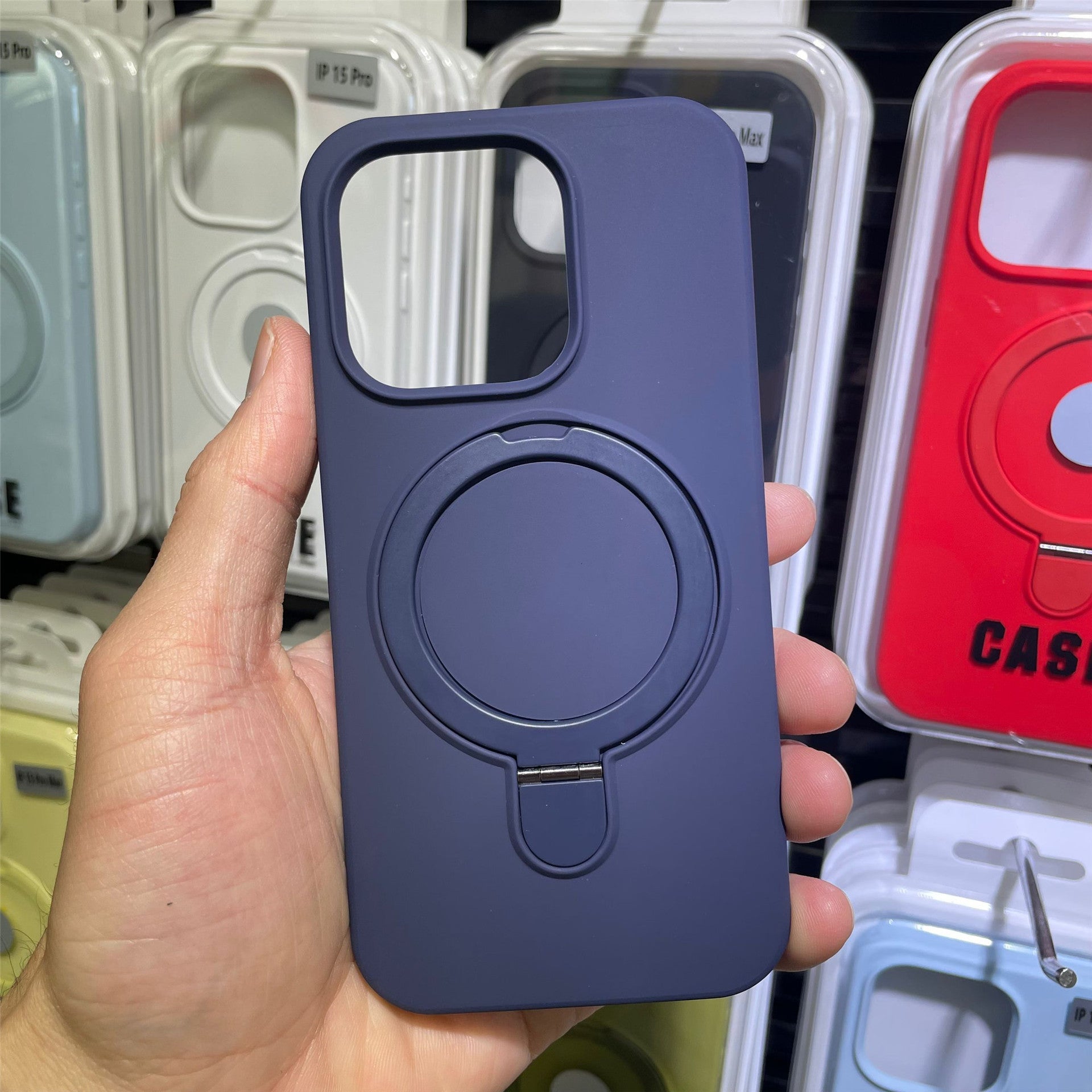 Applicable to Apple 15promax with magnetic bracket mobile phone case liquid silicone iPhone17 with fulcrum protective case