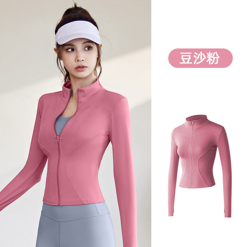 Juyitang Spring and Autumn Sports Jacket Women's Long Sleeve Tights Running Fitness Yoga Clothing Top Jacket